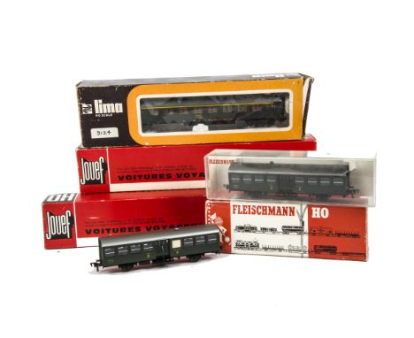 H0 Gauge Coaches by various makers, Lima SNCF green (3), Meistermodell SNCF green (3), various Jouef including UIC Coaches, S