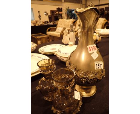 Vintage silver plated ewer with vine decoration 