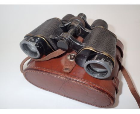 Pair of vintage leather cased Jupiter 8x30 field binoculars by JT Coppock Paris