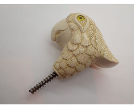 Cast parrot head walking stick head with screw thread