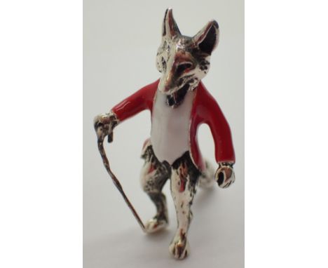 Silver fox in hunting pinks stamped 925