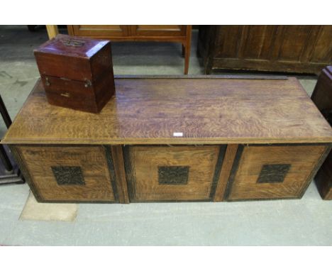 18th/19th Century Oak travelling trunk with lined interior