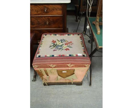 Late Victorian box ottoman with tapestry top