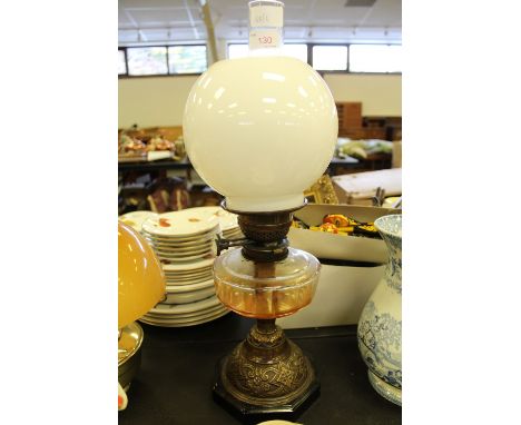 Oil lamp with white shade