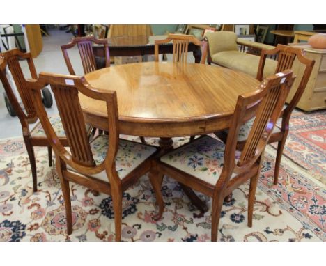 Round dining table and 6 chairs with tapestry seats