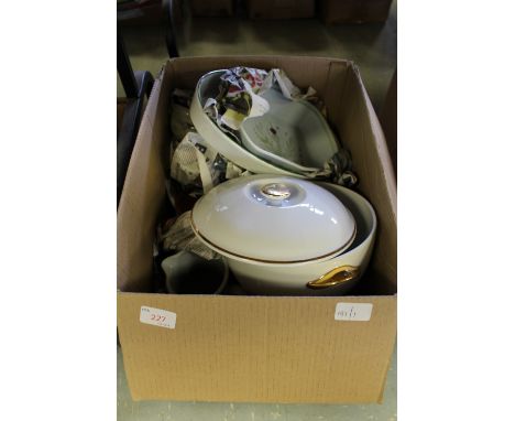 Box including Wetheriggs jug, Denby, Royal Worcester etc