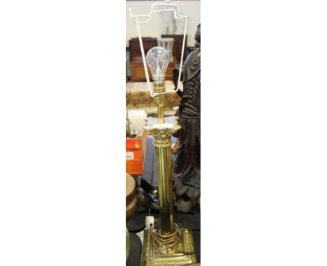 Brass Corinthian column table electric lamp