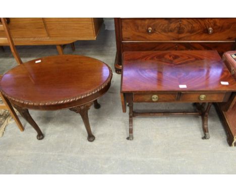 Mahogany oval occasional table and sofa table