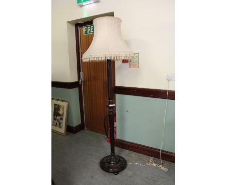 Mahogany standard lamp and shade
