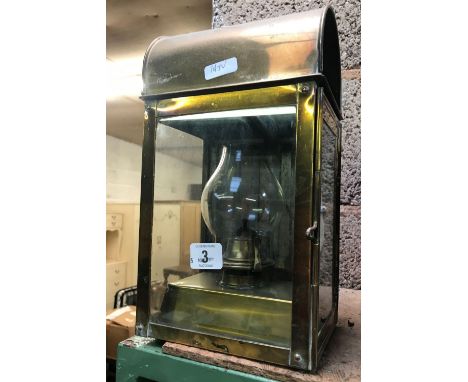 BRASS &amp; GLASS PARAFFIN CARRAIGE LAMP