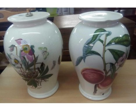 PAIR OF DECORATIVE HAND PAINTED JAPANESE VASES, PORTMEIRION LAMP BASE &amp; GRIMWOODS LAMP BASE (NO WIRING)
