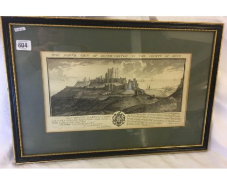 ANTIQUARIAN PRINT OF THE NORTH VIEW OF DOVER CASTLE IN THE  COUNTY OF KENT BY S & N BUCK, 1735 