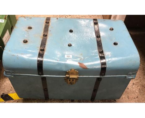 BLUE PAINTED STEEL TRUNK
