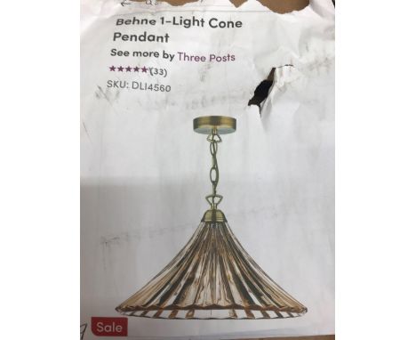 BEHNE 1 LIGHT CONE PENDANT - NEW IN BOX