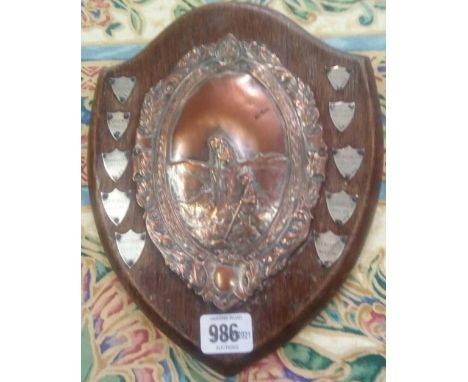 VINTAGE COPPER &amp; SILVER TROPHY SHIELD