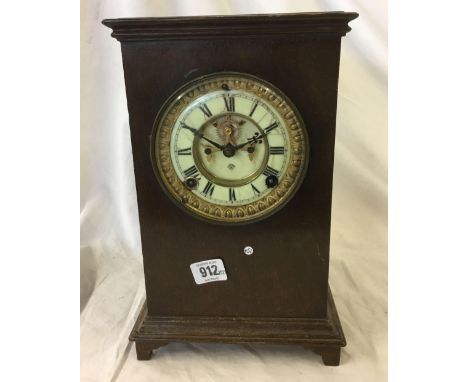 WOOD CASE MANTLE CLOCK WITH ANSONIA MOVEMENT