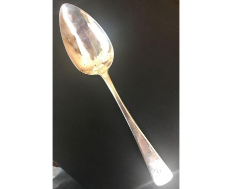 A GEORGE III SILVER TABLE SPOON - LONDON 1814