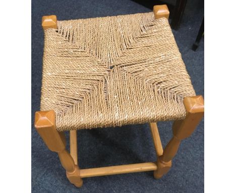 STRING TOP STOOL &amp; A PINE TRUNK WITH METAL EDGING