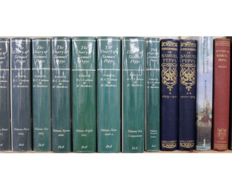 Pepys, Samuel - The Diary, 11 vols, in dj's, 8vo, London 1979-83 and 7 others on Pepys