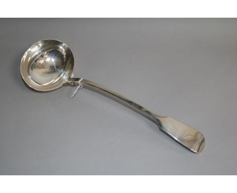 A Victorian silver fiddle pattern soup ladle, George Adams, London, 1848, 33cm, 9 oz.