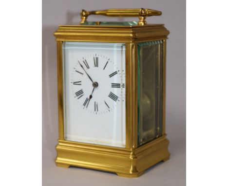 A Richard & Cie quarter striking carriage clock and case 15.5cm