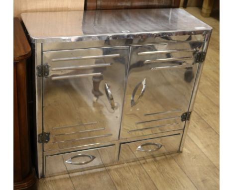 A vintage 1950's aluminium food store W.84cm