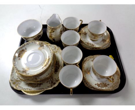 A tray containing twenty-one piece Meito hand painted china tea service. 