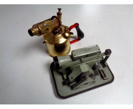 A 20th century Cooke Troughton &amp; Simms surveyor's level, together with a vintage brass Max Sievert blow lamp. 
