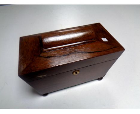 A Regency rosewood sarcophagus form tea caddy  