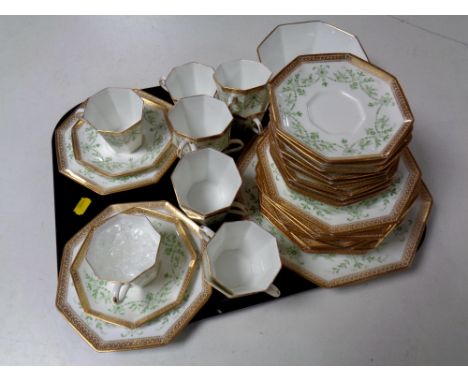 A tray containing thirty-nine piece antique Wedgwood octagonal bone china tea service. 