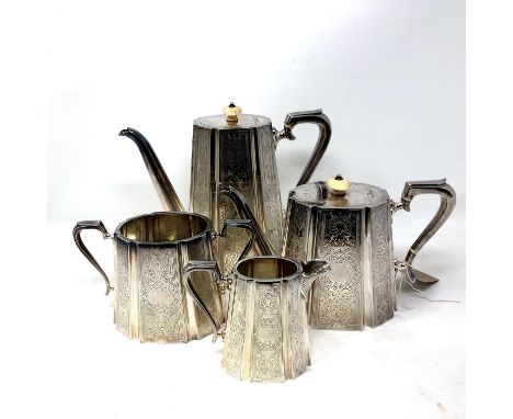 A silver plated four-piece tea service. 