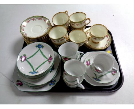 A tray of twenty-four pieces of Salisbury bone tea china, together with further part china tea service. 