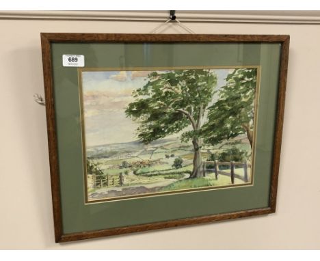 T Hamilton : A Yorkshire landscape, watercolour, 36 cm x 26 cm, framed.