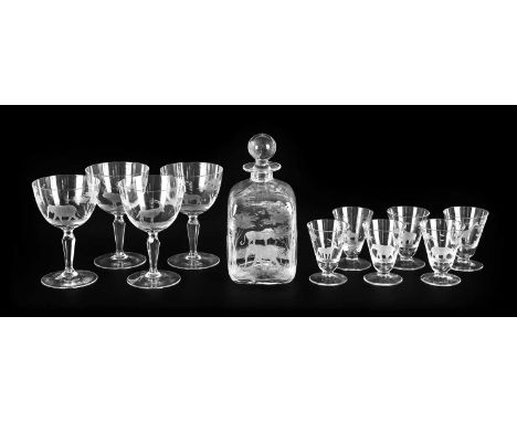 Natural History Collectibles: A Suite of Big Game Engraved Rowland Ward Glass Ware, to include - six liqueur glasses, engrave