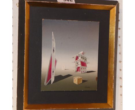 A watercolour of playing cards and dice from Cork Street Gallery by Norman Black 'A Gamblers Dream' 