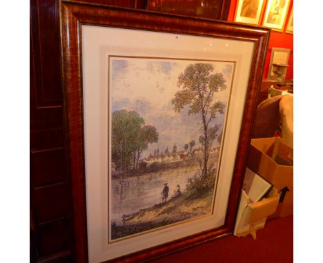 A large glazed and framed print of Marylebone in 1740