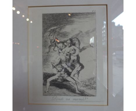 An original Goya etching from Los Caprichos series. 'Donde va Mama'. fourth re strike edition from original plate original pu