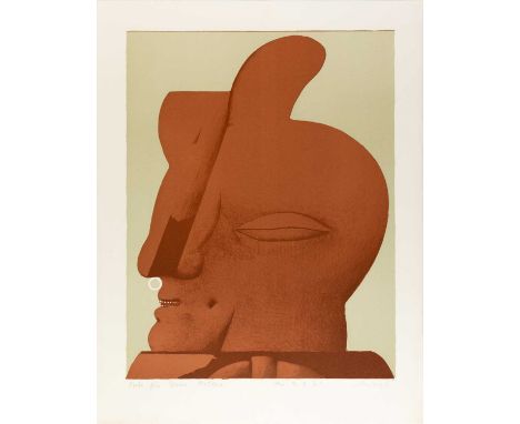 Horst Antes (1936 Heppenheim - lebt in Karlsruhe und Castellina) Hornkopf. 1970.Farblithografie auf BFK-Velin.Unterhalb der D