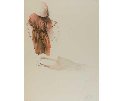 Bruno Bruni (1935 Gradara - lebt in Hamburg) Langer Abschied. 1981.Farblithografie auf Papier.Am unteren Blattrand mit Bleist