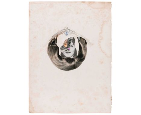 Dash Snow (1981 New York City 2009) The heavenly three grows downwards. 2006/2007.Collage mit Feder auf Papier. Verso auf dem