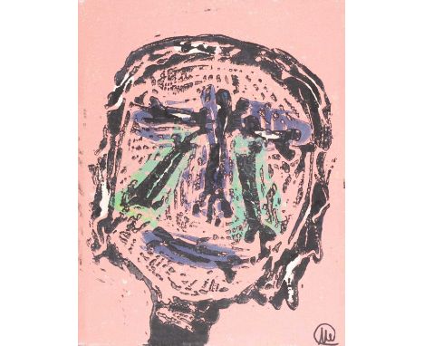 Markus Lüpertz (1941 Reichenberg - lebt in Düsseldorf) Parzifal. Um 1995.Farblinolschnitt auf Papier. Rechts unten mit Filzst