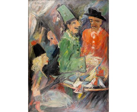 Helmut Plontke (1922 Neunkirchen - Hamm 1991) Ohne Titel. 1956.Öl auf Leinwand.Links oben signiert sowie verso auf einem Etik
