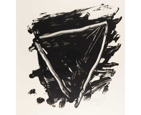 Günther Uecker (1930 Wendorf - lebt in Düsseldorf) Ohne Titel (aus Buch Hiob). 2006.Serigrafie auf gefaltetem Karton.Unterhal