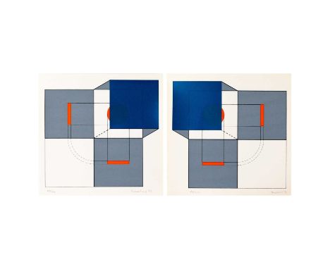 Agostino Bonalumi (1935 Vimercate - Desio 2013) Ohne Titel. 1973.Zwei Farbserigrafien, jeweils auf Papier.Unterhalb der Darst