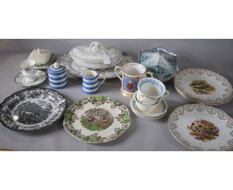 A Collection of Transfer Printed Ceramics to Include Meat Plate, Lidded Tureens, Plates together with Wedgwood of Etruria Cup