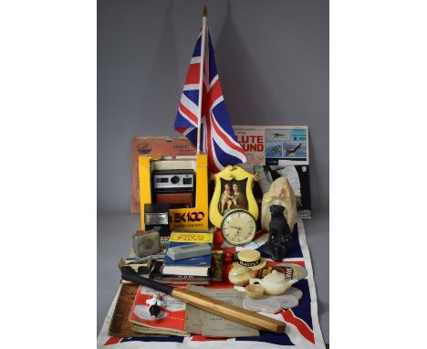 A Collection of Sundries to Include Cased Kodak Camera, Resin Ornament, Westclox Vintage Alarm Clock, Miniature Slazenger Cri