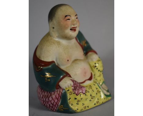A Glazed Ceramic Study of Smiling Buddha with Impressed Seal Mark to Base, 9cm high 