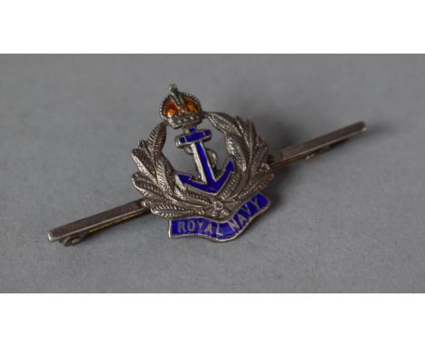 A Royal Navy Sweetheart Brooch with Blue and Red Enamel 