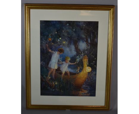 A Framed Margaret Tarrant Print, The Boat to Fairyland, 29cm wide 