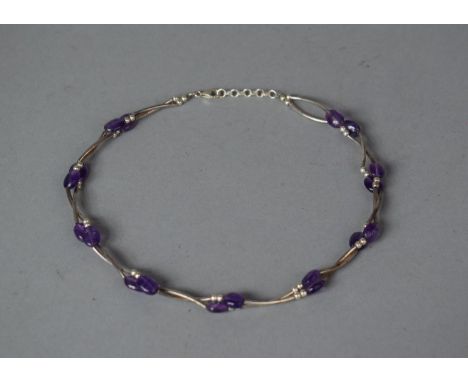 A Silver and Amethyst Bead Necklace 